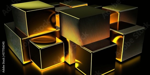 abstract illuminated golden squares background