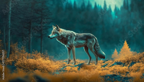 wolf in the woods  Generative AI