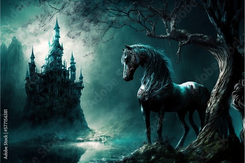 beautiful fantasy landscape with a dark atmosphere, special image © Sndor