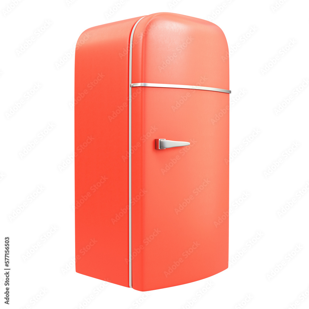 Red old styled fridge isolated on background Red old styled fridge isolated on background