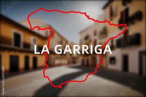La Garriga: Der Name der spanischen Stadt La Garriga in der Region Catalonia vor einem Hintergrundbild photo