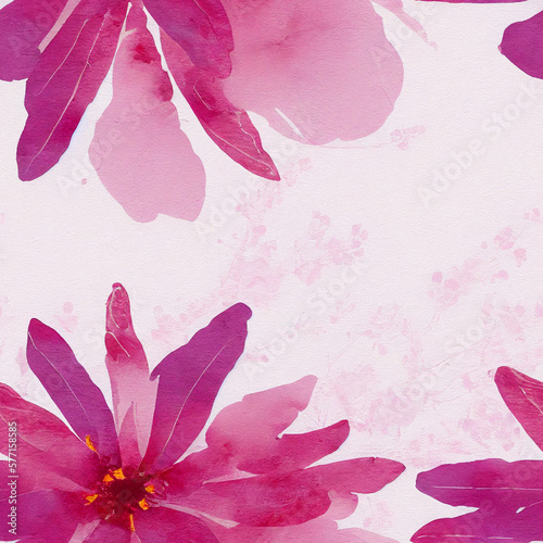 Fade pink watercolor background with pink flowers, Generative AI