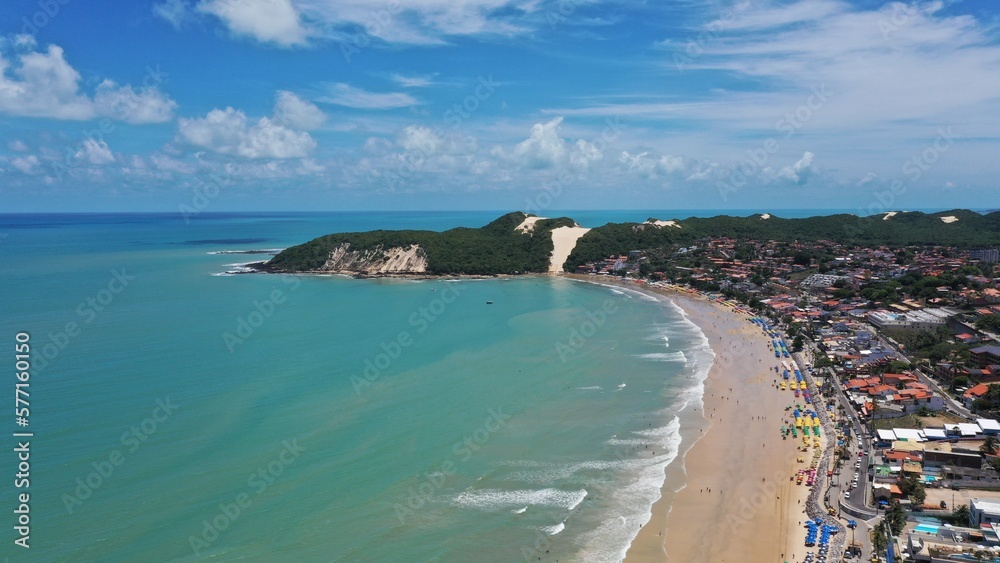 Wonderful aerial view of Ponta Negra beach in the heart of Natal city, Rio Grande do Norte, Brazil 