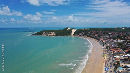 Fototapeta Naklejka Na Ścianę i Meble -  Wonderful aerial view of Ponta Negra beach in the heart of Natal city, Rio Grande do Norte, Brazil 