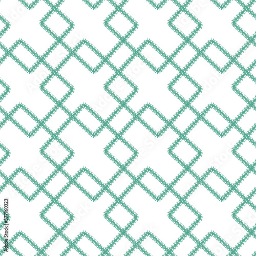 Simple repeating green ornament. Modern geometric seamless pattern Cool abstract doodle design Isolated vector Mint green color Print for trendy textile wrapping paper Monochrome simple Bed linen Cute