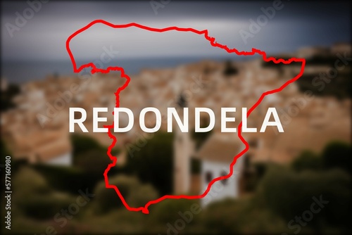 Redondela: Der Name der spanischen Stadt Redondela in der Region Galicia vor einem Hintergrundbild photo