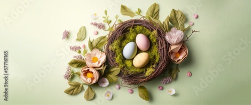 easter eggs in nest