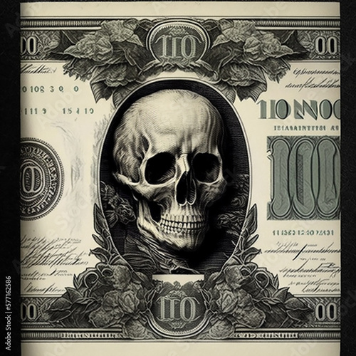 skull and money