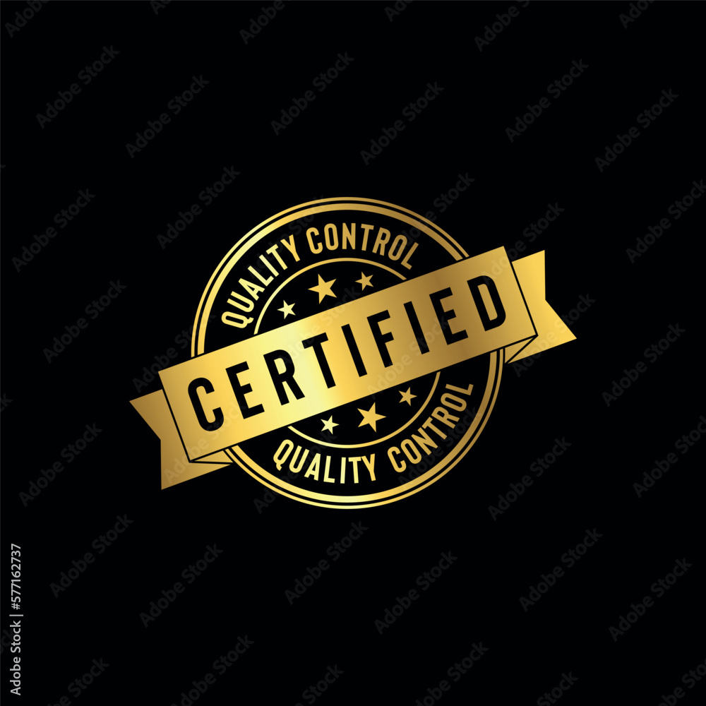 Certified Quality Control Golden Stamp Seal Vector Template