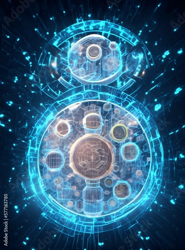 Quantum Cloud Computing Concept, abstract background, 3D illustration, Generative AI