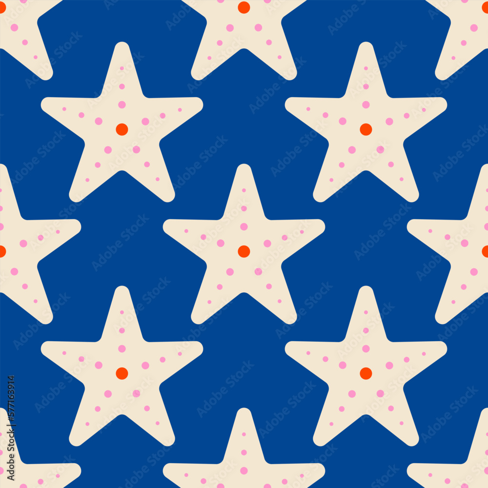 Trendy starfish seamless pattern for summer sea vacation background marine stars ocean 