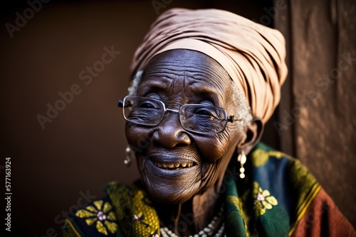 Portrait of old Ethiopian woman. generate by ai