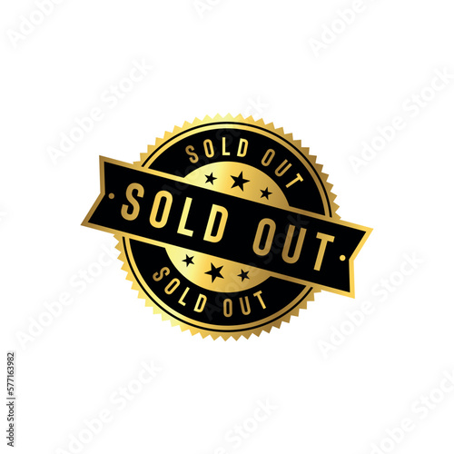 Sold Out Golden Stamp Seal Vector Template
