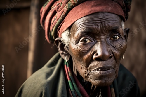 Portrait of old Ethiopian woman. generate by ai