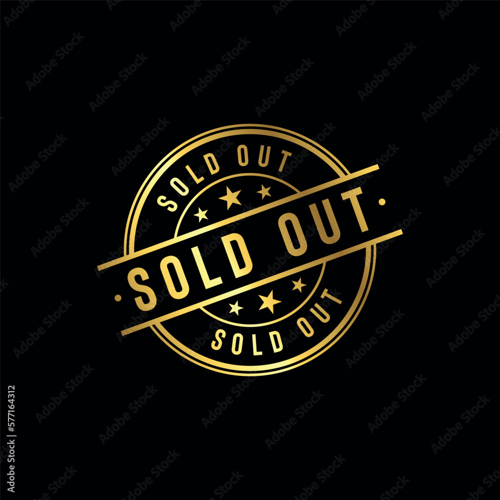 Sold Out Golden Stamp Seal Vector Template
