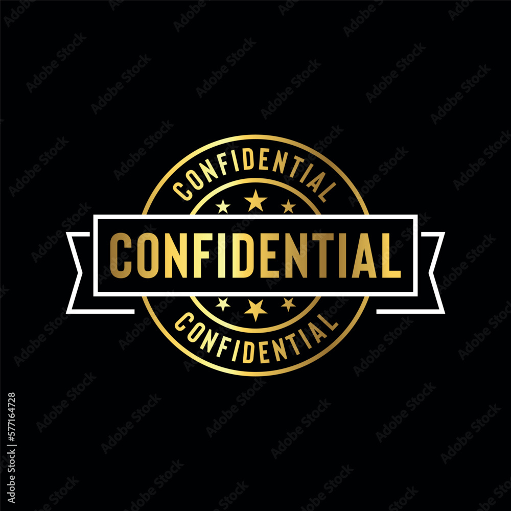 Confidential Golden Stamp Seal Vector Template