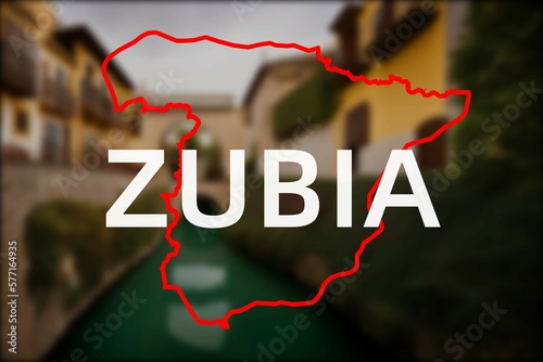 Zubia: Der Name der spanischen Stadt Zubia in der Region Andalusia vor einem Hintergrundbild photo