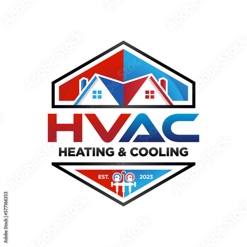 HVAC Heating Cooling Home Residential Emblem Logo Vector
