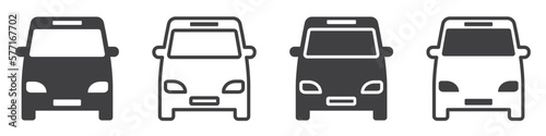 Set of bus or public transportation icons. Minibus signs, city bus. Vector illustration.