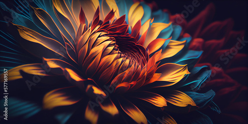 red and blue flower,Generative AI