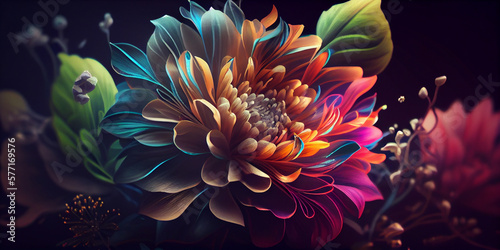 red and blue flower,Generative AI © ARAMYAN