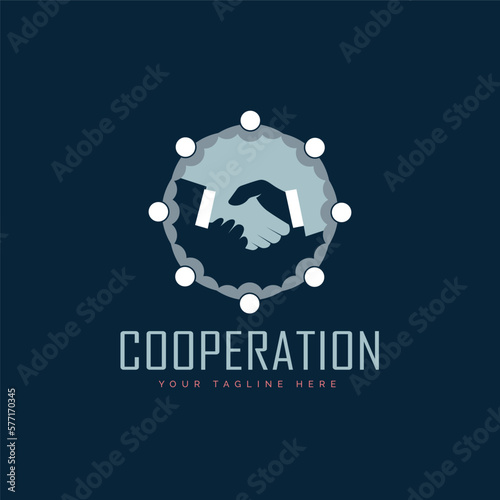 shakehand coorperation bussines logo template design for brand or company