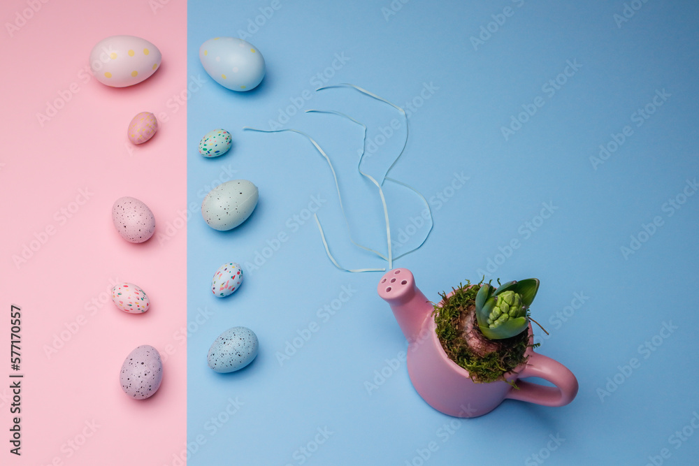 Easter eggs and spring flower