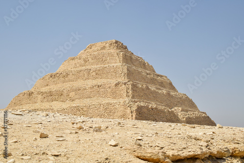 the ancient pyramid of djoser on saqqara egypt at sunny day