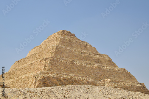 the step pyramid on saqqara egypt at sunny day