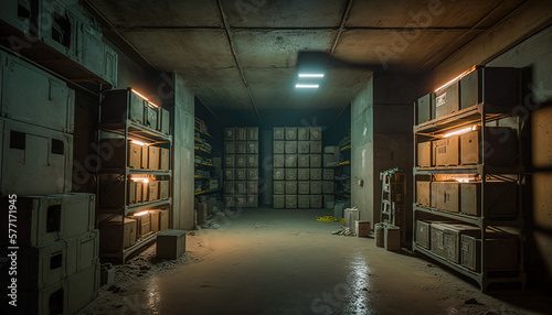 a Modern and Underground Bunker for Maximum Security with Supplies, Generative AI