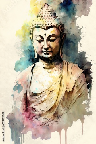 Buddha Watercolor Painting - Generative Ai Illustration