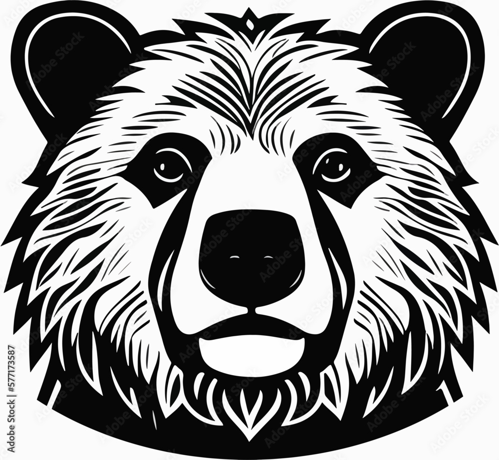 Beautiful bear head vector │ Grizzly bear