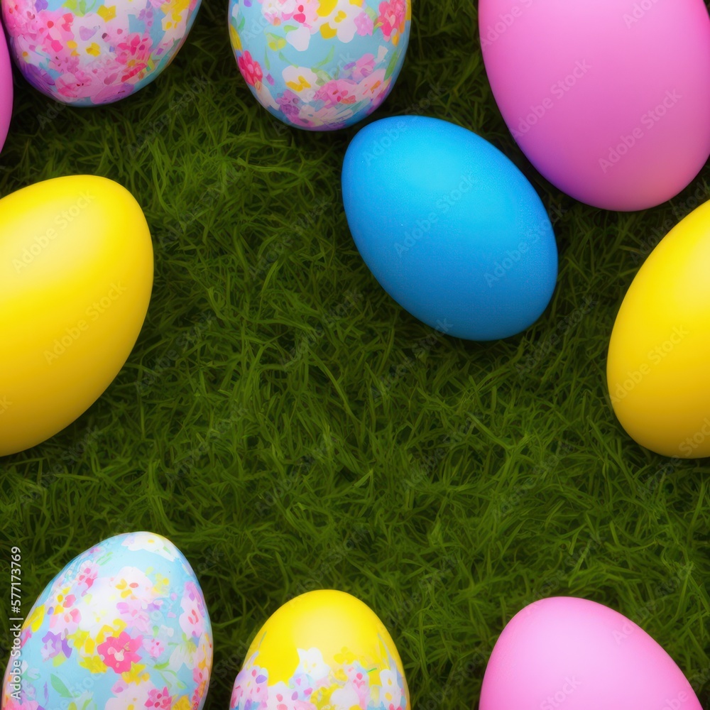 Easter eggs background in pale colors, generative ai Easter eggs background in pale colors, generative ai