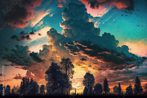 Landscape with incredible clouds  created with AI generative technology