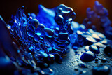 abstract background of ultramarine color, round drops 3d, generative AI