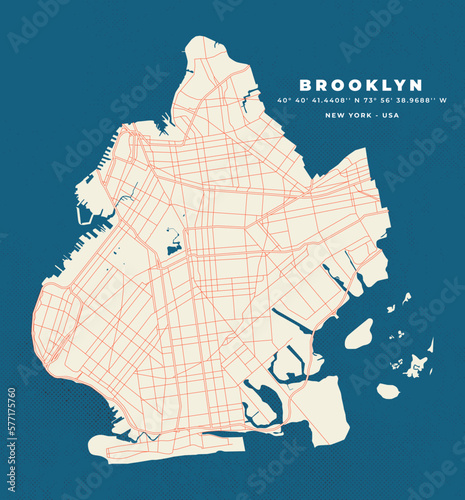 Brooklyn New York Map vector poster flyer
