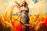 Goddess of Fertility and Harvest Amidst Nature - Demeter's Image AI generative