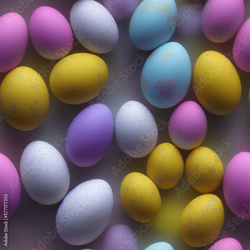 Easter eggs background in pale colors  generative ai