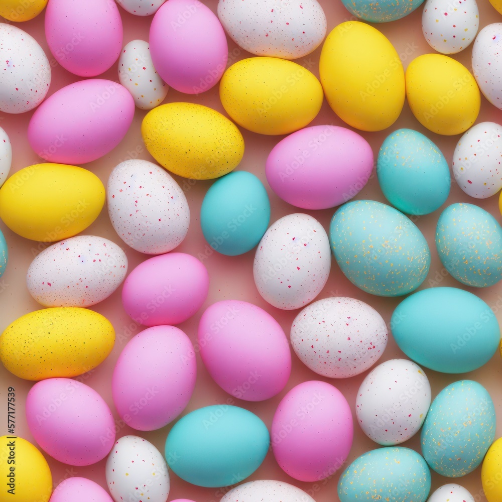 Easter eggs background in pale colors, generative ai Easter eggs background in pale colors, generative ai
