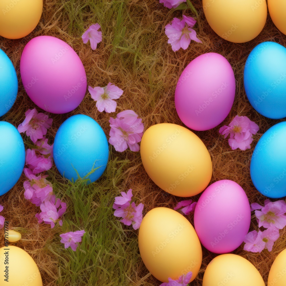 Easter eggs background in pale colors, generative ai Easter eggs background in pale colors, generative ai