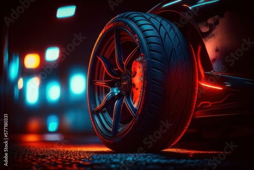 car wheel with tire and awesome background Generative AI Art Illustration