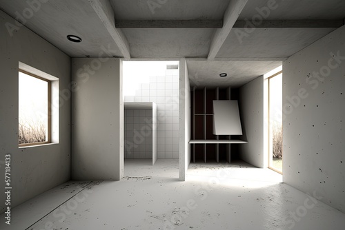 Modern minimalist house under renovation and construction. Generative AI