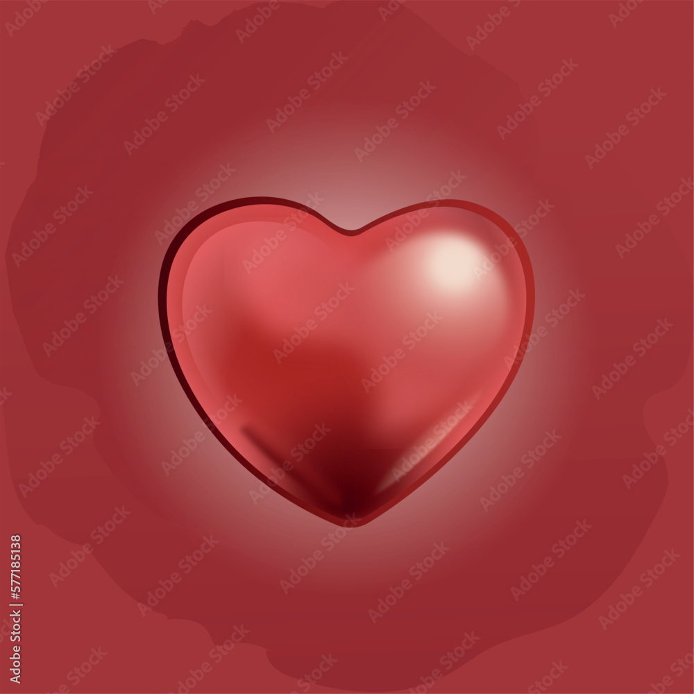 Red heart on a red background