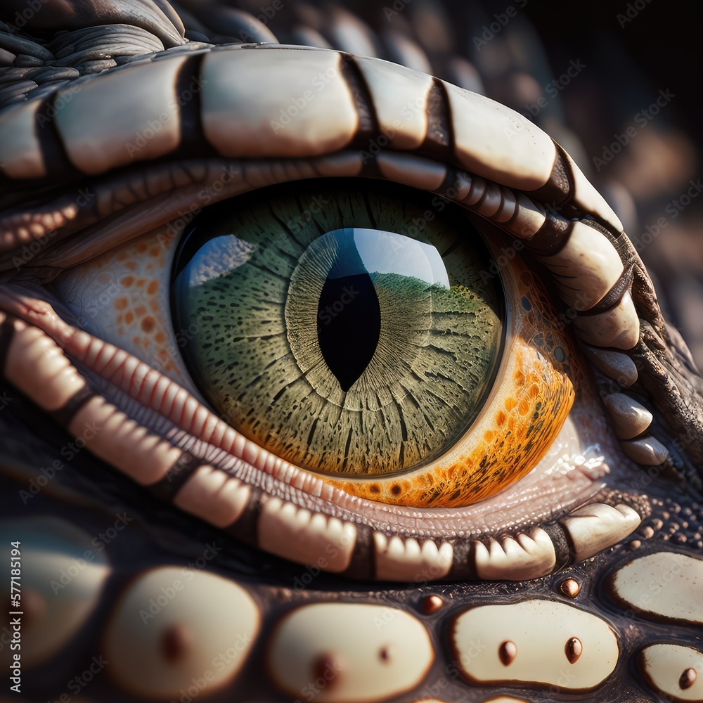 Macro Animal Eye Iris, Lizard Reptile Eyes, Dragon Eye Macro Photo Imitation, Generative AI Illustration