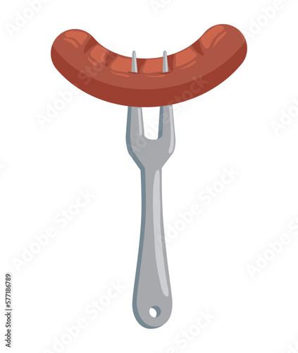 fork grill cutlery with sausage