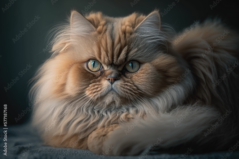 a Persian cat with bright cream hair and very beautiful. Very real photo, with bright blue eyes. generative ai a Persian cat with bright cream hair and very beautiful. Very real photo, with bright blue eyes. generative ai