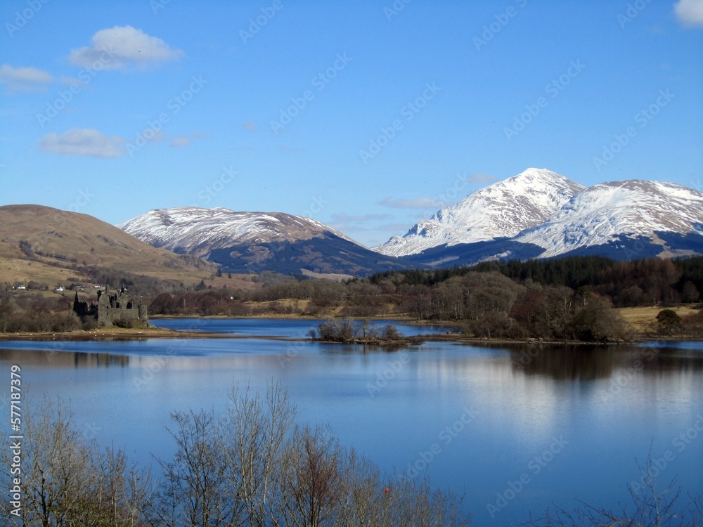 Kilchurn Castle and Loch Awe, Argyll, with Ben Lui in the background.