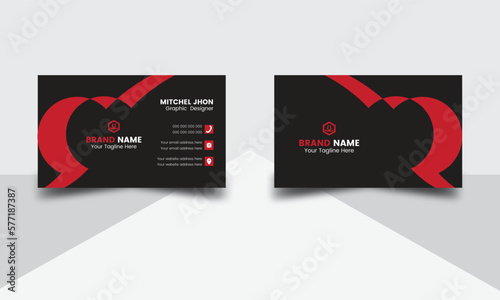Simple corporate business card design. Flat business card vector design. Double sided business card design. Clean advertising modern design. Unique business card design. 
