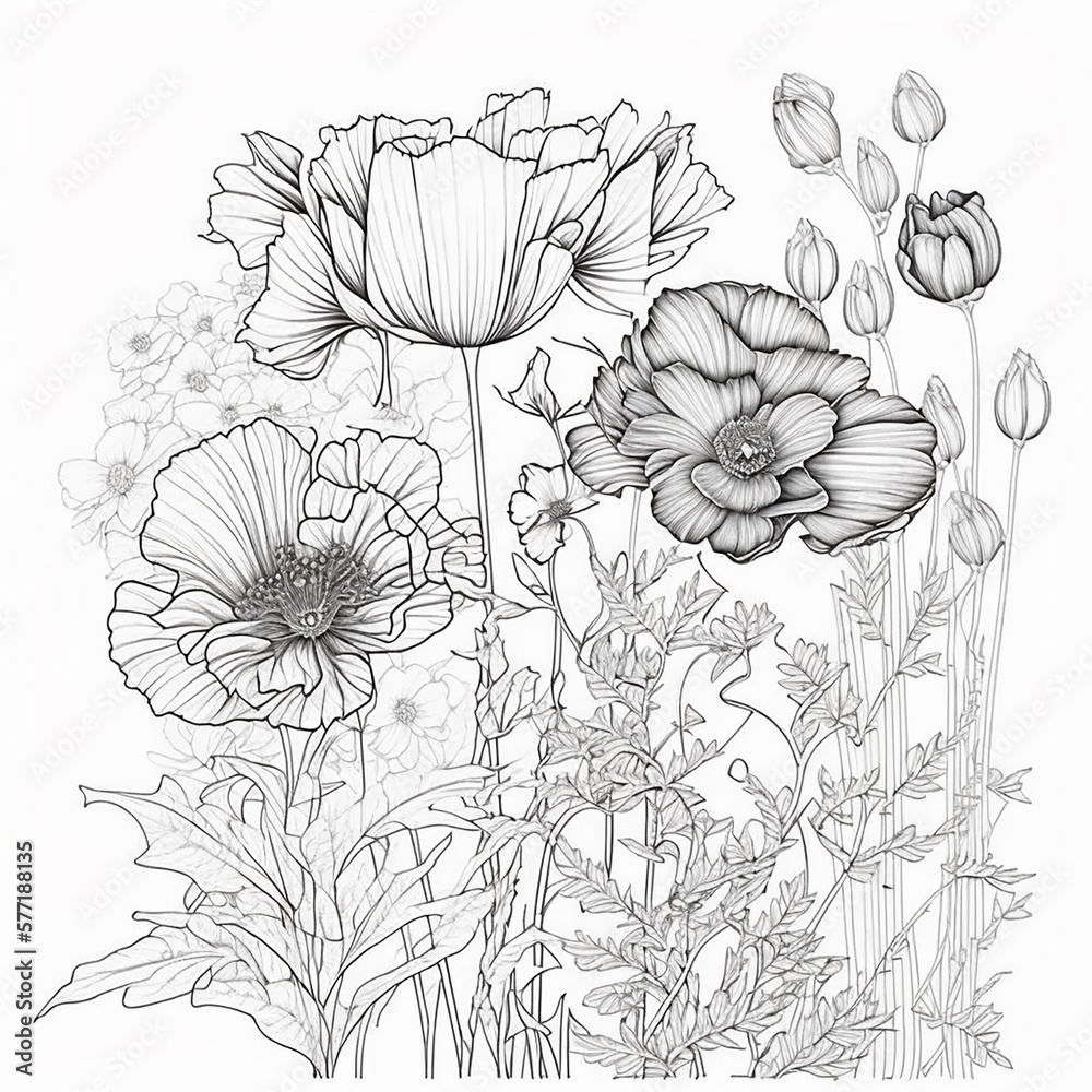 Fototapeta premium flowers on a white and black background