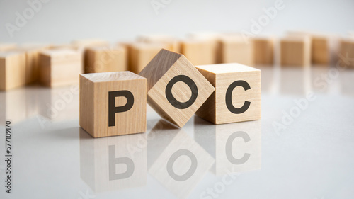 POC - Proof of Concept short form on wooden block photo